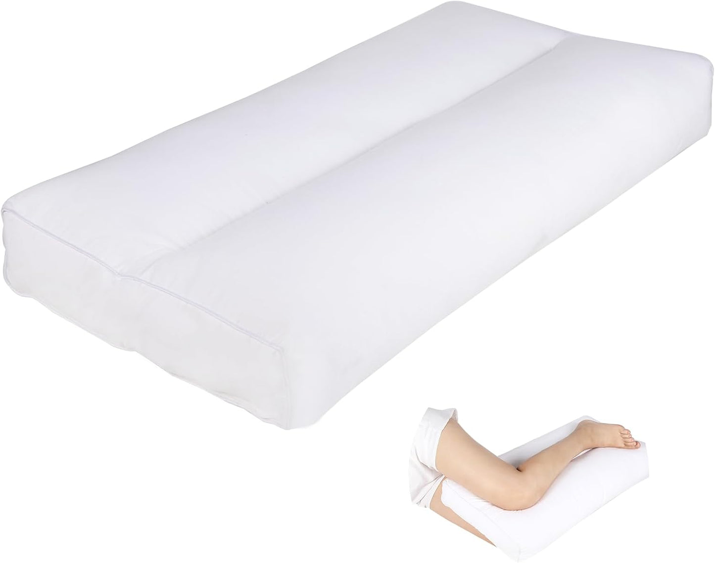 MINUPWELL 6.5" Knee Pillow for Side Sleepers - 100% Shredded Memory Foam Leg Pillow for Side Sleeping - Between Leg & Under Hip Pillow - Relieving Leg, Back, and Knee Pain - High Supportive