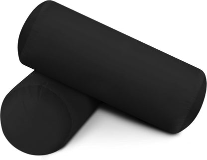 SAHARBEDDINGS 2 PC Cervical Neck Roll Pillow Cover with Cotton Bolster Pillowcases for Cylindrical Cushion Round Neck Pillowcase Zipper Closer (Blush, 13x6 Roll Pillow Set of 2)