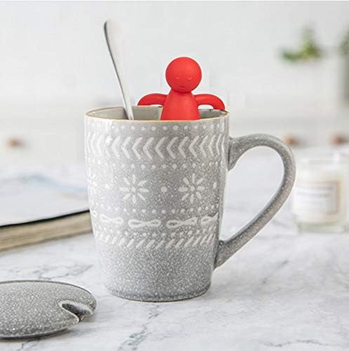 Leden Tea Infuser for Loose Leaf Tea Cute Tea Strainer Ball Stainless Steel Extra Fine Mesh Tea Steeper Filter for Cup Mug Silicone Handle Grey