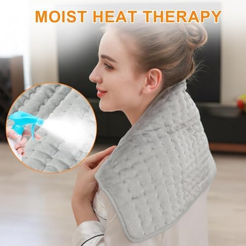 Heating Pad,Heated Blanket,Heating Pad for Back Neck,Grey,24x12 Inch | Electric Heating Pad,Dry/Moist Heat Heating Pads,Heating Pads for Shoulder,Abdomen,Heat Pad for Women Men,Birthday Gift