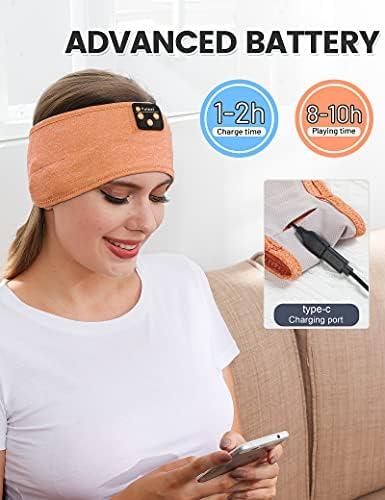 Perytong Sleep Headphones Bluetooth Wireless Sports Headband, Long Playtime Lightweight Headphones Hi-Fi Stereo Ergonomic ASMR Sleep Headphone Cool Gadget Gift for Men Women Black