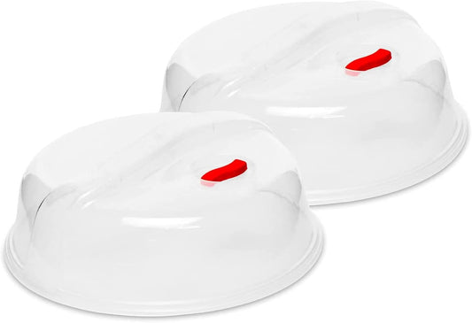 DecorRack 2 Microwave Plate Covers With Vents and Easy Grip for Warming Food, Perfect for Bowls, Pans, Trays, Microwaveable Lid Cover Cooker for Kitchen BPA Free 10 Inch Random Vent Color (2 Pack)