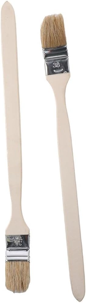 2Pcs Paint Brush Head Width 40mm/1.5 inch Long Wood Handle Metal Ferrule Bent Paint Brush Radiator Brush