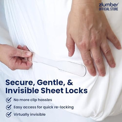 The Original USA Patented ZlumberLock - Secure Sheet Holder with Heavy-Duty Mattress Straps – No More Loose Bedding, Universal Fit, Easy One-Time Installation