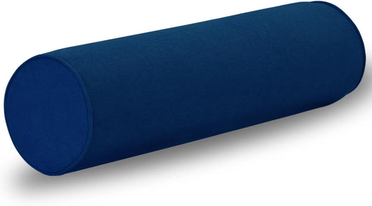 Cylinder Round Memory Foam Support Pillows Cervical Neck Roll Pillow with Pillowcase Soft, Comfortable and Breathable for Sleeping, Chair, Car, Sofa，Travel (Navy Blue, 24X6)