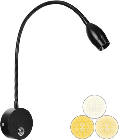 Adust Bedside Reading Light, Bedroom Reading Lamp, 3W LED Touch Dimmable Brightness Minimalist Wall Headboard Reading Lamp, Adjustable Colour Temperature, 3000k, 4000k, 6000k (Gold (2-Pack))