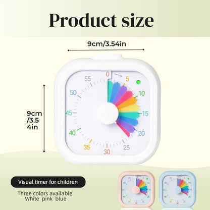 Visual Timer with Rainbow Pattern, 60-Minute Countdown Timer for Kids and Adults, Silent Pomodoro Timer for Classroom, Kitchen, Office & Teaching, Time Management Tool (White)