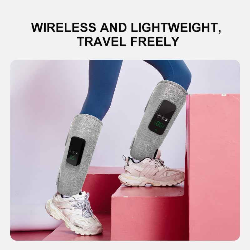 Cordless Calf Massager with Heat & Air Compression, Leg Massager (1PCS) | 5 Heat Levels, 3 Modes & 3 Intensities, Improve Muscle Performance, Promote Blood Circulation, Relieve Calf Soreness