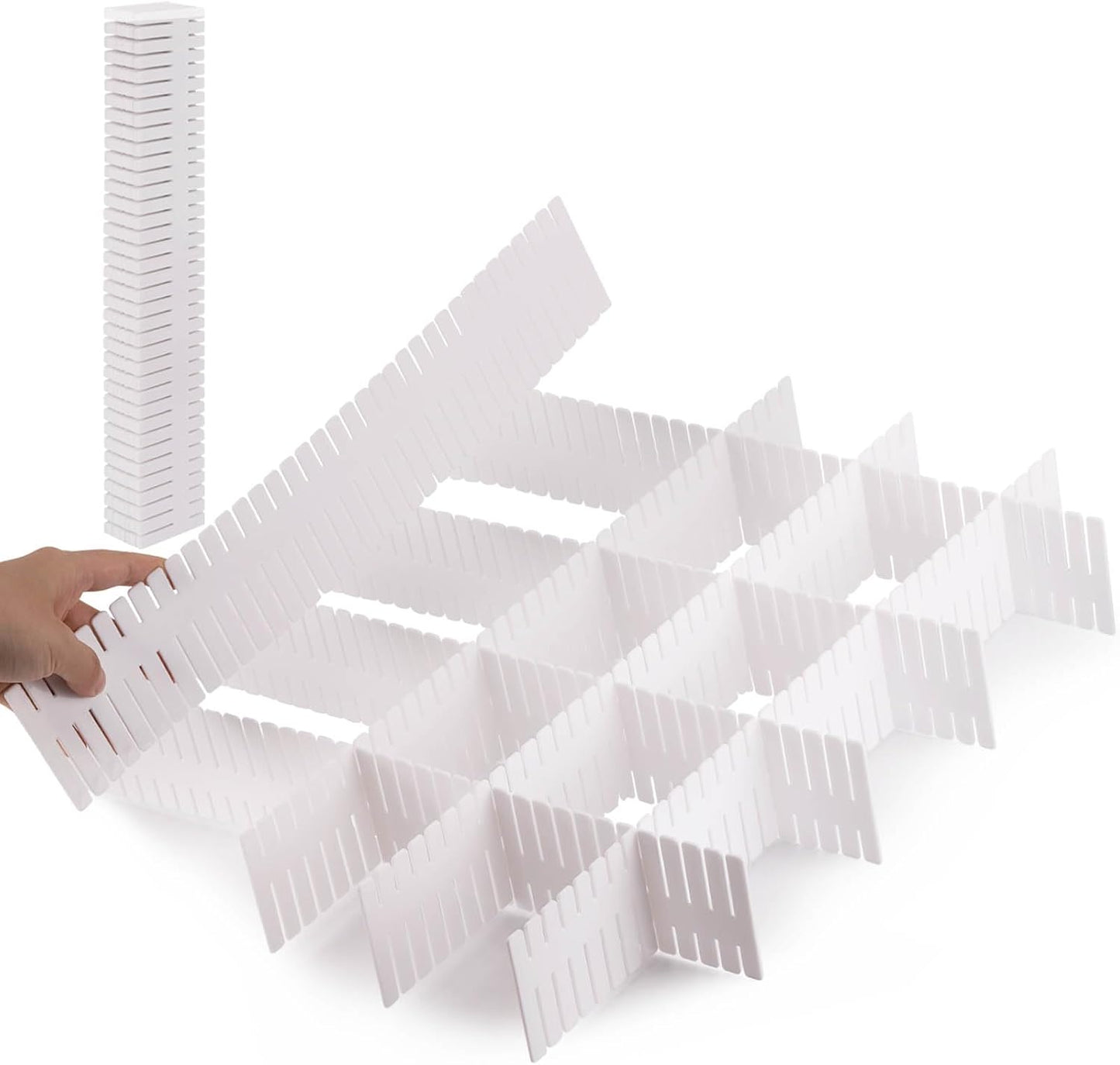 20Pcs Drawer Organizer Dividers 17"x2.8" Adjustable Storage Organizer Separator for Socks, Underwear, Makeup, Kitchen, Dresser