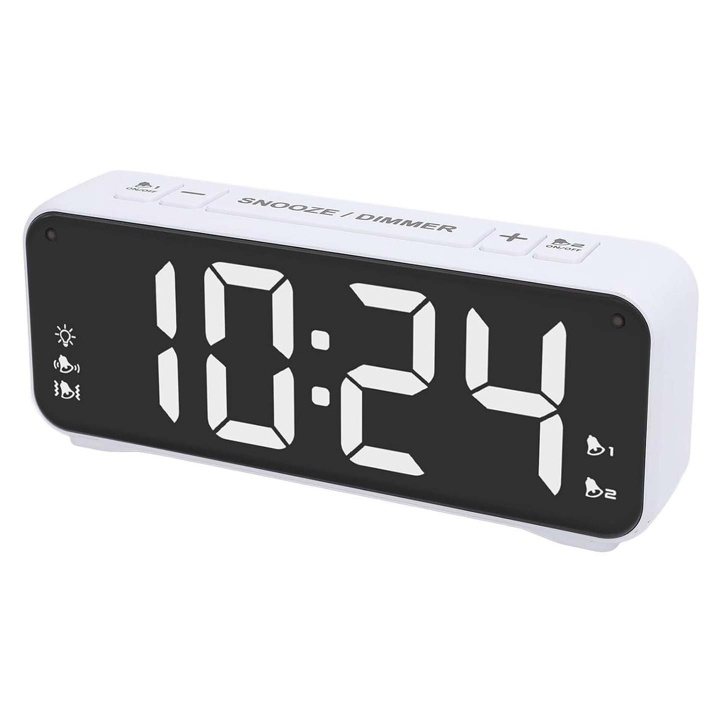Dioche Extra Loud Dual Alarm Clock with Bed Shaker Powerful Vibrating Alarm Clock for Heavy Sleepers Large LED Display Adjustable Brightness Snooze Function ABS Material