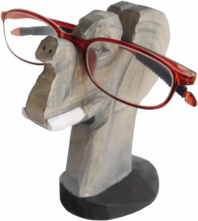 Red Dollar Handmade Wood Carved Animal Eyeglass Holder, Cute Sunglasses Display Stand, Nightstand Home Office Desk Decor, Christmas Holiday New Year Business Gift for Men Women Adults (Dog)