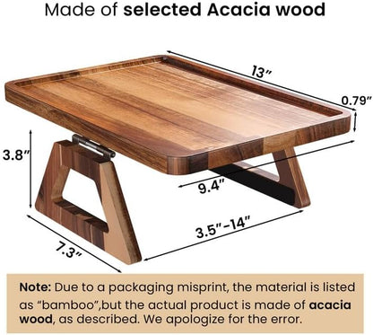 Acacia Wood Couch Arm Tray，Folding Sofa Armrest Table | Clip-On Couch Desk,Foldable, Non-slip,No Assembly，for Drinks Snacks Phone，Remote Control