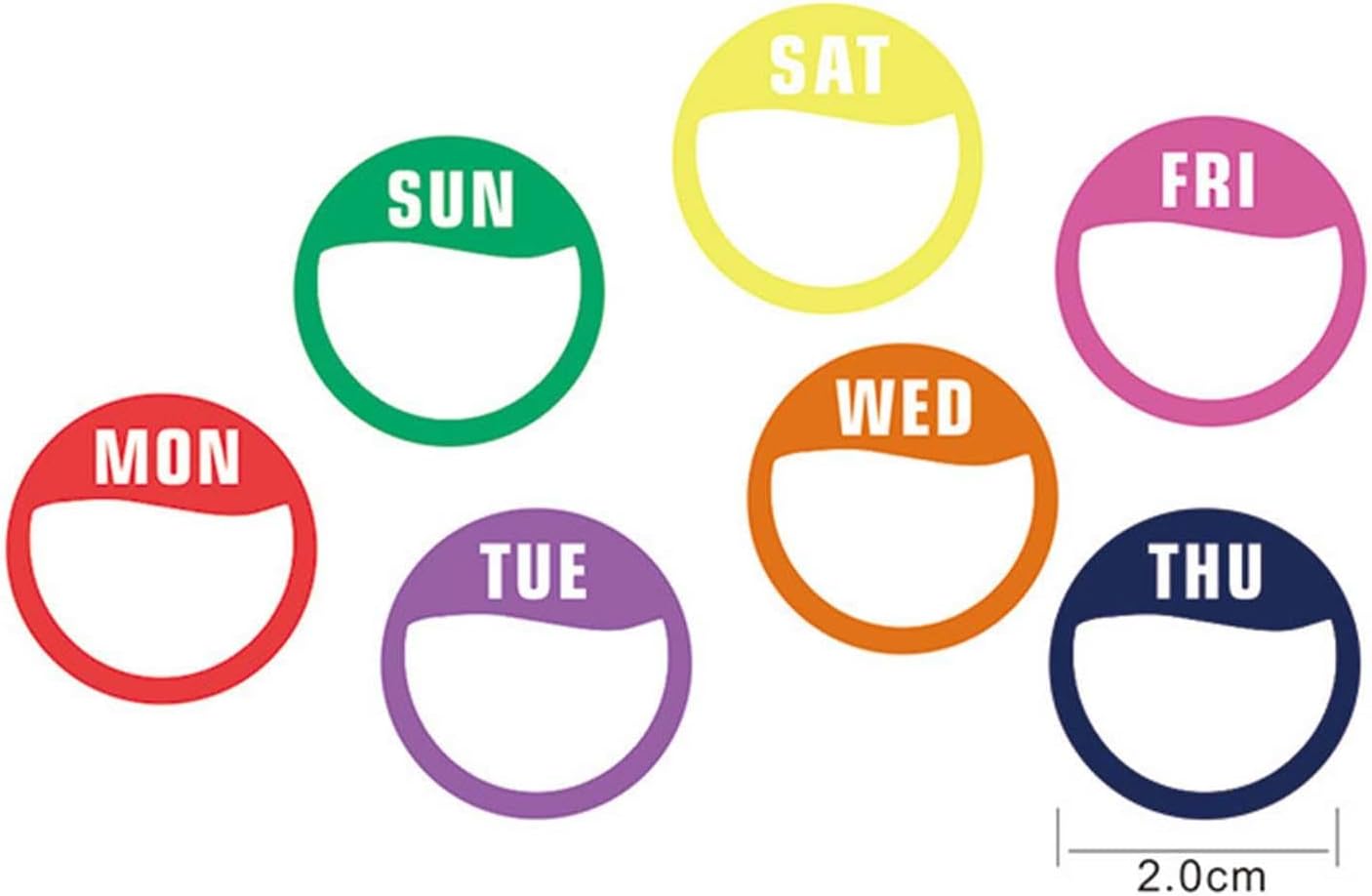Day of the Week Stickers, 2cm (0.8 inch) Removable Date Dot Labels, 7 Rolls 3500 Pcs for Kitchen Freezer Food Breastmilk