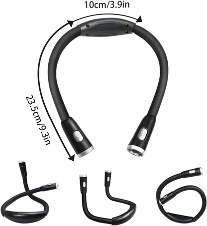Neck Reading Light, Rechargeable Book Light for Reading in Bed, Hands Free, 360° Flexible Arms, Neck Light for Reading, Knitting, Camping, Repairing