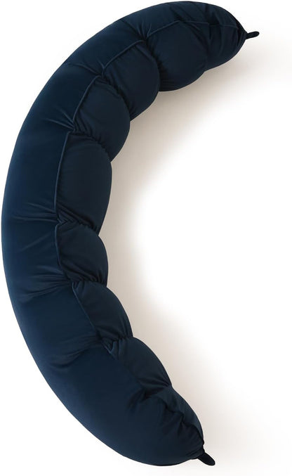 Peallow(Pat. Pend) – Long Round Body Pillow for Adults, Bolster Pillow for Sleeping, Soft and Supportive Pillow for Sleeping & Lumbar Support (Green-White, 29.5")