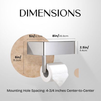 Day Moon™ - Toilet Paper Holder with Shelf - Modern Roll Holder for Bathroom - 1 Pack - Wall Mount - with Storage, Gold