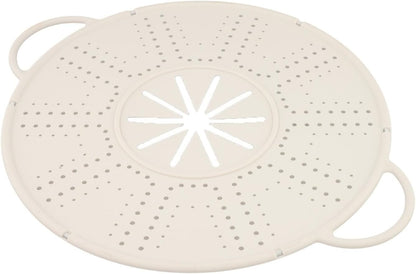 Silicone Spill Stopper Lid For Pots And Pans, Heat Resistant Anti-Spill Cover With Steam Vent And Handles, Dishwasher Safe Kitchen Pot Holder For Home Cooking(white)