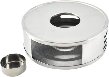 Mikinona Stainless Steel Glass Tea Warmer Base Heating Stand for Teapots Candle Holder for Home Cafe and Office Tea Brewing