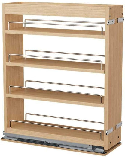 DINDON Pull Out Spice Rack Organizer for Cabinet, (5" W x 21.9" D x 25.2" H) Multi-Use Wood Pull Out Cabinet Organizer Slide Out Shelf Cabinet Storage for Kitchen, Pantry Organization