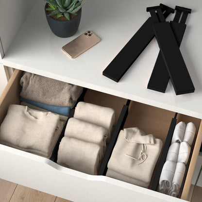 6-Pack Drawer Dividers 2.6-Inch High Dresser Drawer Organizer 16 to 22 Inch | Bamboo, Spring Loaded, No Tools Needed, Fits Wide Drawers for Socks, Clothes, Utensils, Bedroom, Bathroom, Kitchen, Office