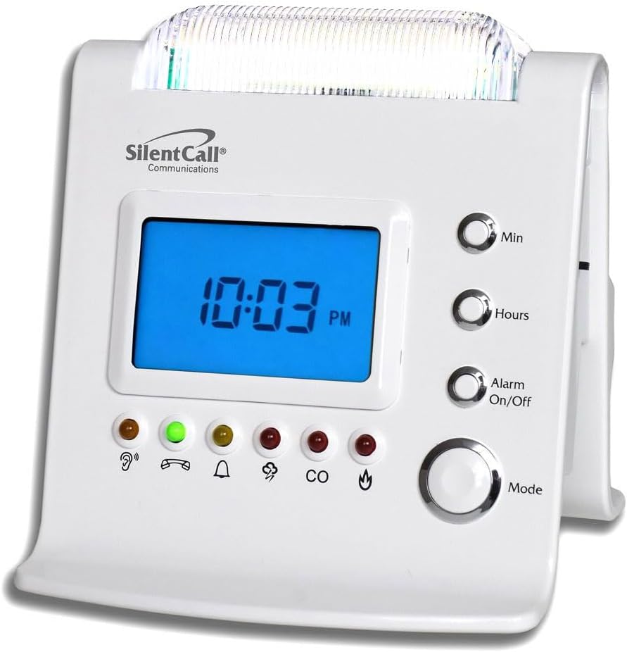 Silent Call Signature Series Wireless Flashing + Vibrating Doorbell & Alarm Clock Kit | Silent Notifications w/Vibrating Bed Shaker & Bright Strobe Light for Deaf, Hard of Hearing, Heavy Sleepers