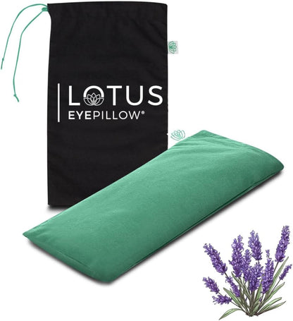 Lotus Lavender Eye Pillow - Weighted Mask for Yoga & Sleep | NOLAVA Sleep & Wellbeing App included; warm or cool headache relief; organic cotton, lavender-flaxseed fill.