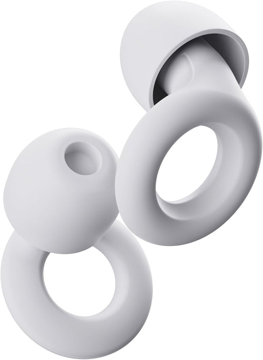 Loop Quiet - Ear Plugs for Sleep – Super Soft, Reusable Hearing Protection in Flexible Silicone for Noise Reduction & Flights - 8 Ear Tips in XS/S/M/L - SNR 24dB & NRR 14 Noise Cancelling - White