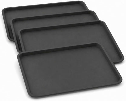 4 Pack 16 x 12 Inch Boot Trays for Entryway, Waterproof Shoe Mat Tray with Raised Edge, Outdoor Multi-Purpose Shoe Tray for Boots Shoes Garden Pets-Dark Gray