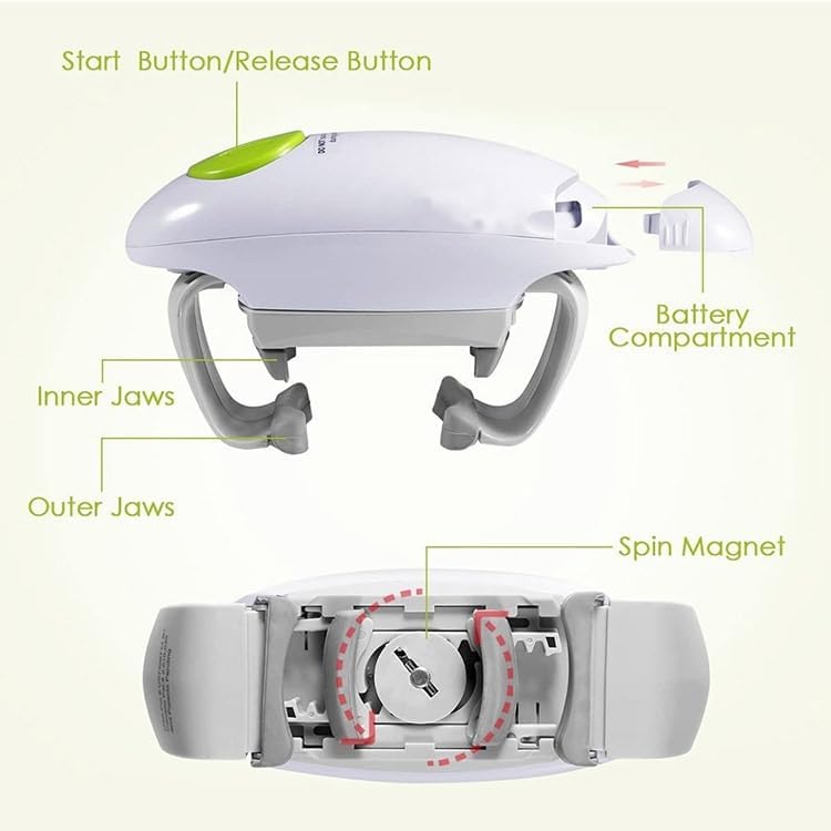 Electric Jar Opener, One-Touch Higher Torque Hands-Free Automatic Lid Opener, Battery Operated Jar & Bottle Opener for Seniors with Arthritis, Fits 1.2"-3.5" Most Jar Sizes for Weak Hands