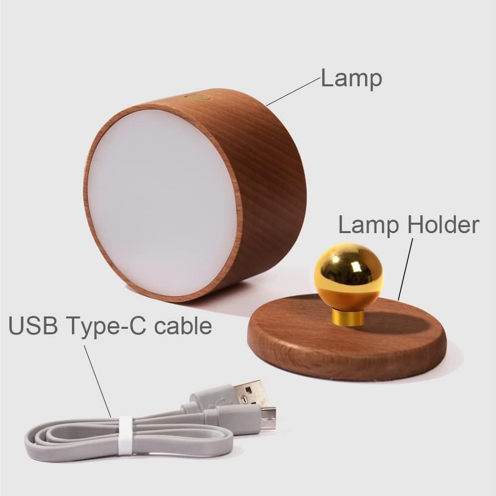 Wood Wall Sconce Cordless,Magnetic Wall Mounted(Sapele) | USB C Rechargeable, Dimming Night Light,for Bedside,Cabinet,Reading,Home Decor