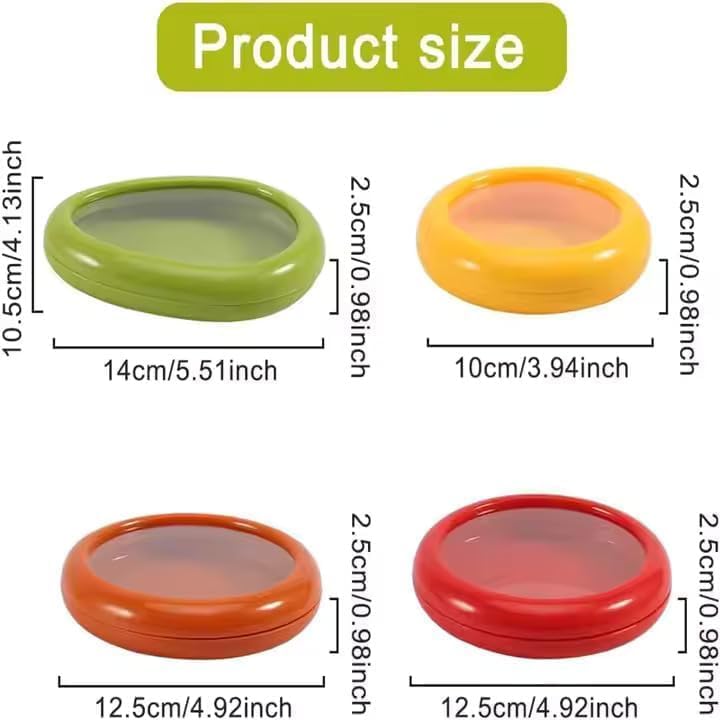 Set of 4 Reusable Fruit and Veggie Savers - Ideal for Avocados, Lemons,Tomatoes, Garlic, Onions, and More