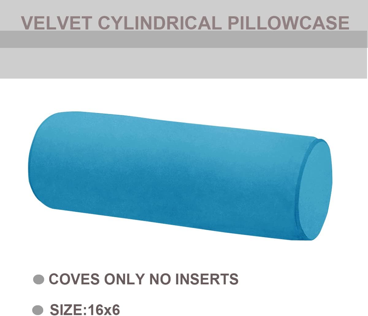 Neck Roll Pillowcases Velvet Cylindrical Pillow Covers 16"x6" with Hidden Zipper for House Home Decor Neck Roll Pillow Cervical Neck Roll Memory Pillow Cylinder Round Cushion (Black, 16x6)