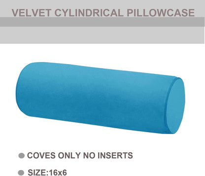 Neck Roll Pillowcases Velvet Cylindrical Pillow Covers 16"x6" with Hidden Zipper for House Home Decor Neck Roll Pillow Cervical Neck Roll Memory Pillow Cylinder Round Cushion (Black, 16x6)