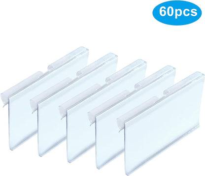 Basket Labels Clip On, 30pcs, Plastic Wire Shelf Holder | 30pcs 6X4CM Label Inserts, For Storage Bins, Basket, 2.36IN*1.57IN