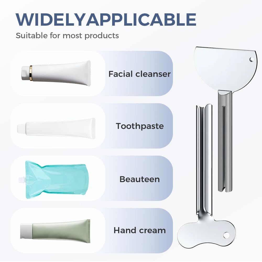 Runsgo Toothpaste Squeezer, Metal Tube Squeezer Key Stainless Steel Toothpaste Roller Tube Wringer for Paint, Cream, Cosmetic and Hair Dye (6 PCS)
