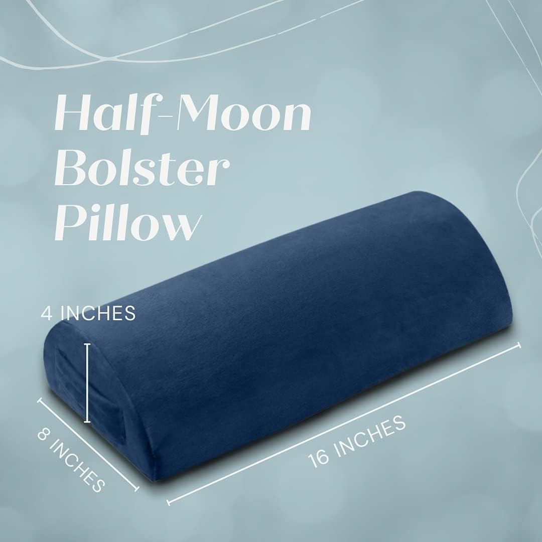 Trickonometry Half Moon Extra Firm Pillows - Versatile D Shaped Half Roll Cushion Support and Bolster Pillow for Under Knee, Neck Pillow, Leg Rest, and Tension Relief (White)