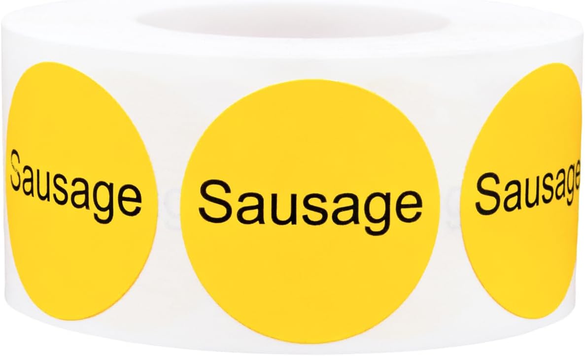 Yellow with Black Carnitas Circle Dot Adhesive Stickers, 1 Inch Round Labels, 500 Total Stickers