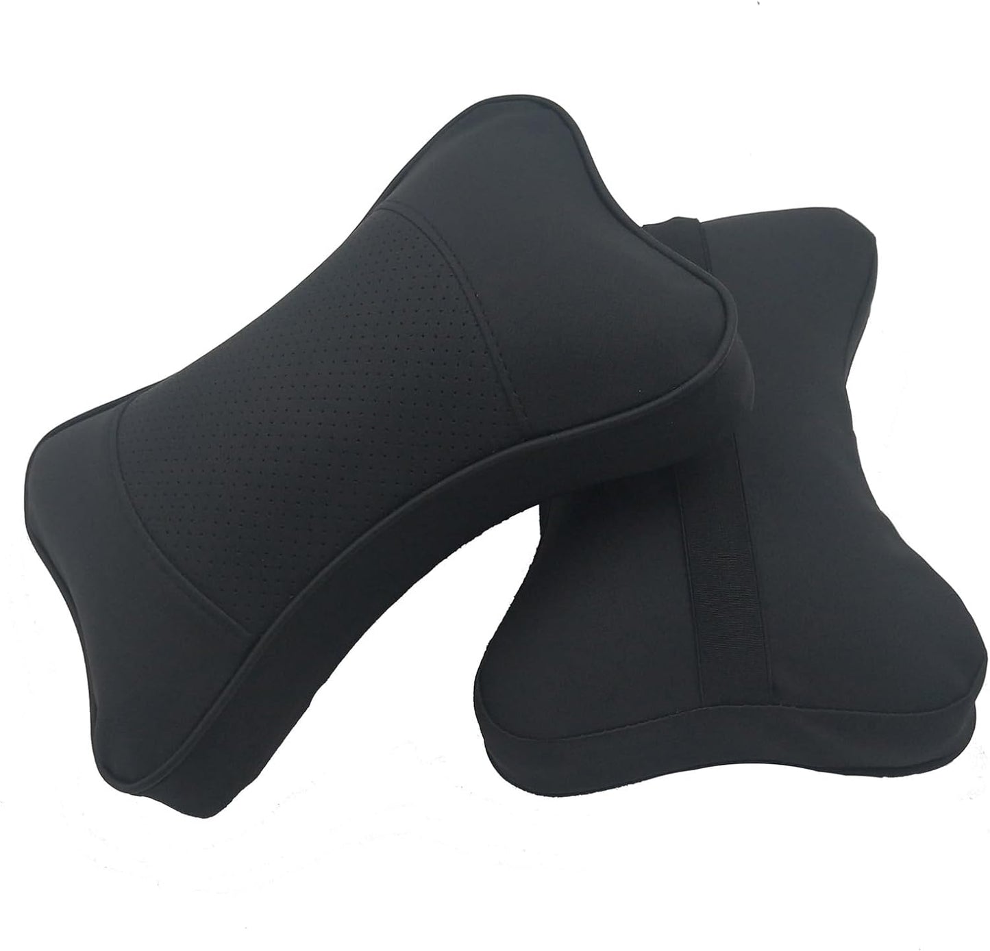 2 Packs Car Neck Pillows, Dual-Side PU Leather Car Headrest with Fiber Filling, Universal Soft Neck Support Pillow for Car, Home & Office (Black)