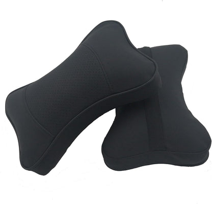 2 Packs Car Neck Pillows, Dual-Side PU Leather Car Headrest with Fiber Filling, Universal Soft Neck Support Pillow for Car, Home & Office (Black)