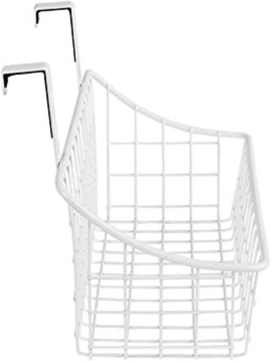 Spectrum Hanging Baskets for Organizing (Large, Satin Nickel) - Grid Over the Cabinet Wire Basket for Kitchen or Bathroom - Door Hanging Storage Organizer for Cleaning Supplies, Washcloths, & Towels