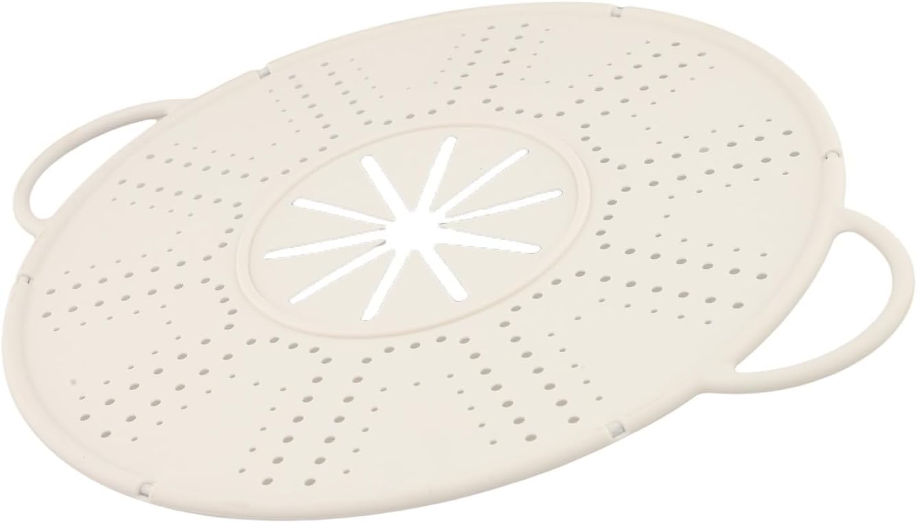 Silicone Spill Stopper Lid Heat Resistant Large Pot Cover Anti Mat with Steam Vent for Boiling Cooking Dishwasher Safe Non Kitchen Utensil Set(white)