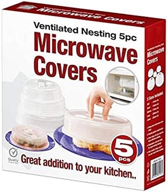 5 Pack Microwave Plate Covers with Adjustable Steam Vents - Microwave Splatter Covers - Mixed Sizes for Large & Small Food Plates Bowls BPA Free