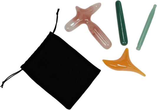 Acupressure Massage Tool Set for Neck and Shoulder Relief, Trigger Point Massager & Gua Sha Scraping Tools for Back, Muscle Tension Relief, Self Massage Kit with Travel Pouch