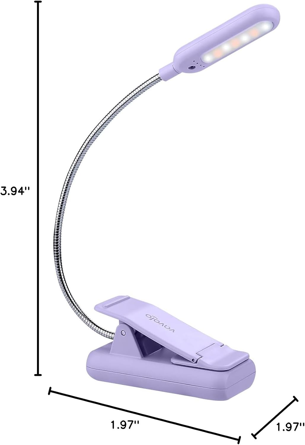 VAVOFO Rechargeable Book Light for Reading in Bed Kids, 7 LED Reading Light with 9-Level Warm Cool White Daylight, Eye Care Lamp with Power Indicator for Bookworms (Yellow)