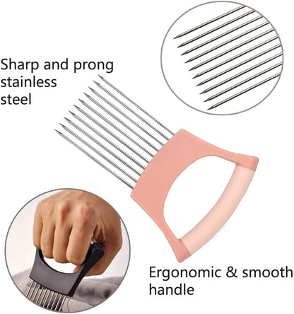 Onion Holder for Slicing, Lemon Slicer Cutter, Food Vegetable Chopper Assistant Tool for Meat, Potato and Tomato (Red, 1PCS)