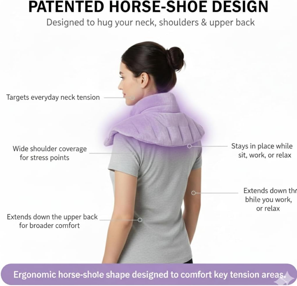 Herbal Concepts Neck Heating Pad & Shoulder Wrap | Microwave Heating Pad with 12 Herbs Aromatherapy| Cordless Heating pad, Blue