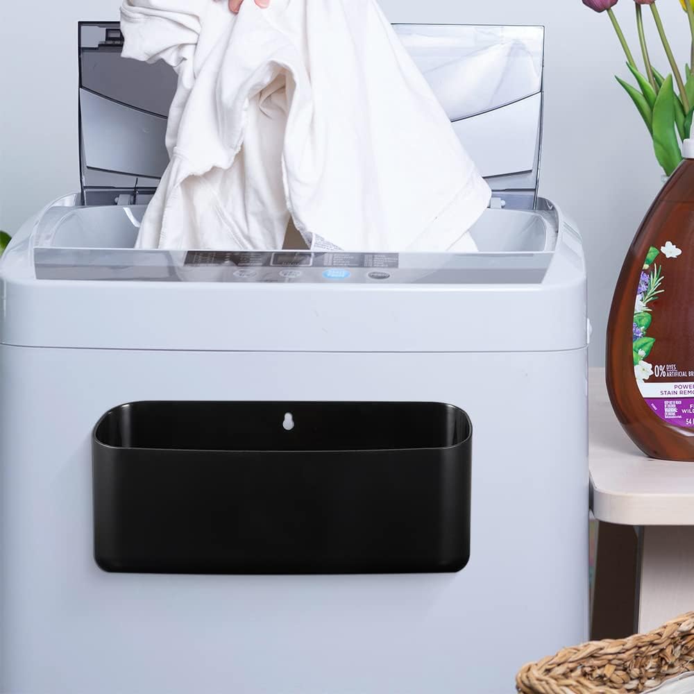 Picowe Magnetic Laundry Storage, Large Lint Holder Bin, Space-Saving Trash Container Hanging on Dryer, Washer or Wall Mount (Gray White)