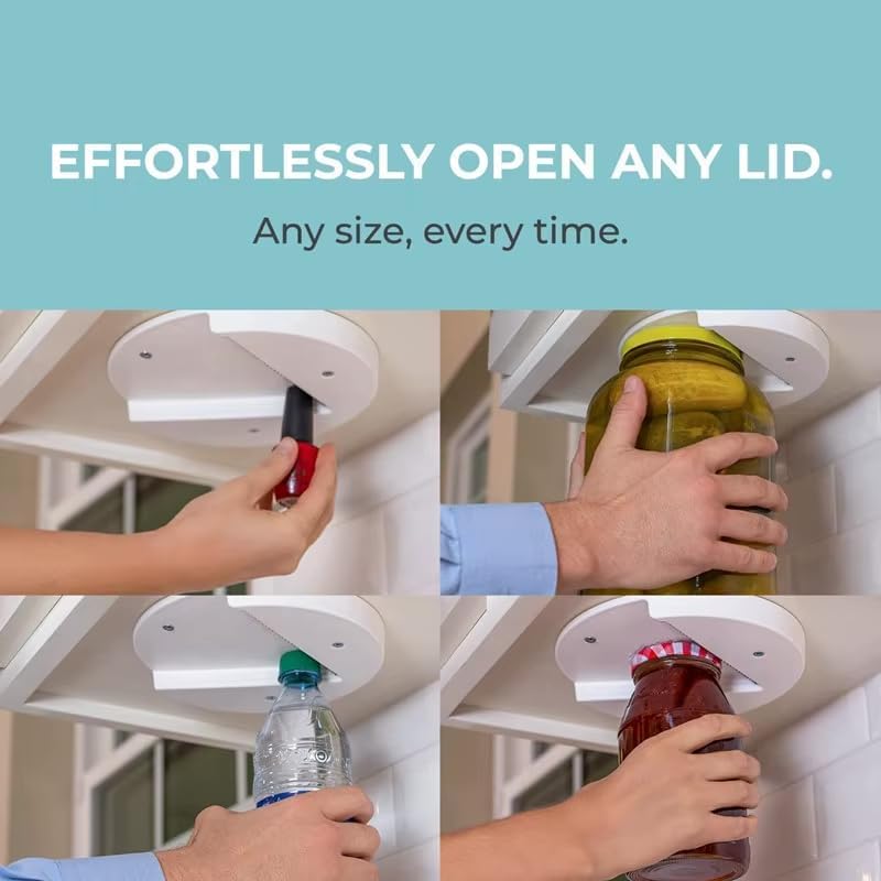 Universal Manual Can Opener, ABS Material, Kitchen Jar Lid Opener, Under Cabinet Mounting, Multifunction