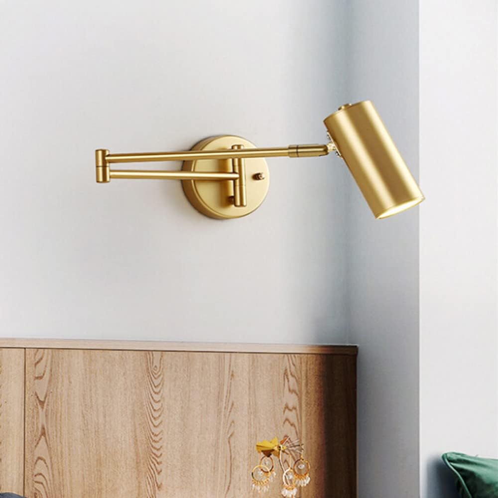 Swing Arm Wall Sconce Adjustable Wall Mount Reading Light Headboard Lamp, Modern Hardwired Sconces GU10 Wall Swivel Spot Lights for Bedroom Bedside Living Room Study