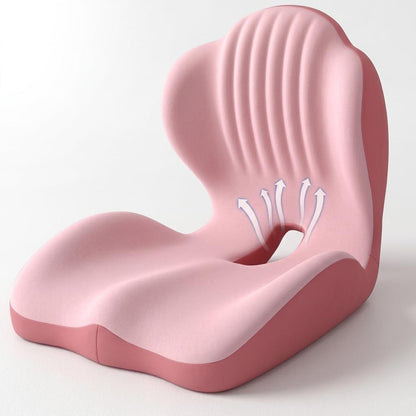 Ergonomic Seat Memory Foam Support Cushion for Back, Car Seat Back Support Cushion for Sciatica Tailbone Pain, Office Desk Chair Car Travel Seat Cushion (Pink)